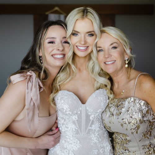 Beautiful make-up and hair for maid of honor, mother of the bride and bride.
